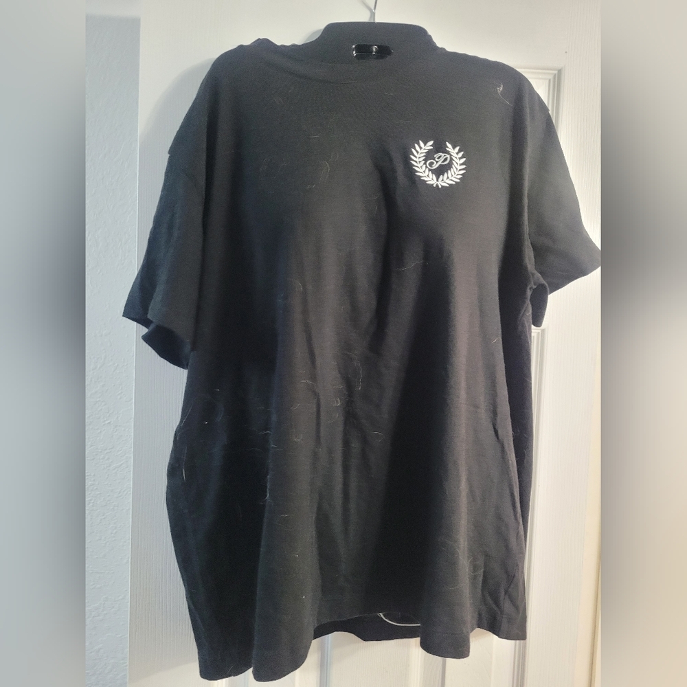 Black T-Shirt with Embroidered Logo